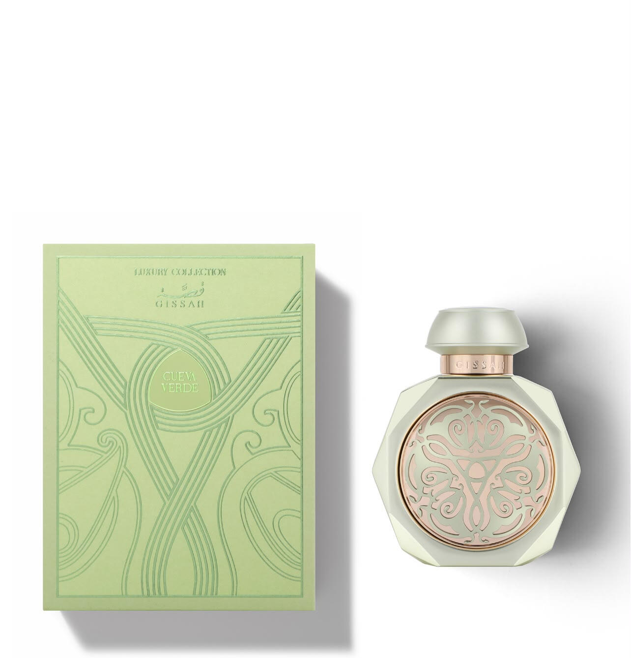 GISSAH Cueva Verde Family Fresh • Woody Occasion Day & Evening Season Spring • Summer Longevity Long-lasting Projection Moderate to Strong Olfactory Notes Top Green Apple • Bergamot • Lemon Heart Green Tea • Violet Leaf • Cedarwood Base White Musk